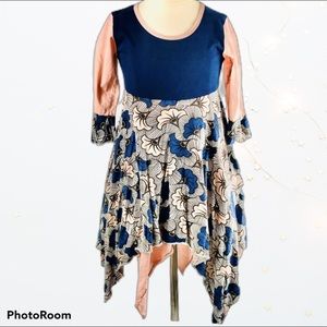 Lovely Girls Peach & Navy Dress Size 8